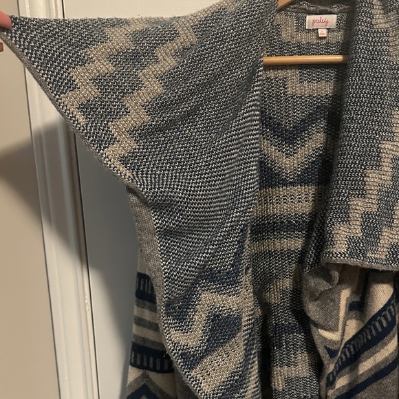 Pixley Gray and Navy Chevron Cardigan - Picture 3 of 9